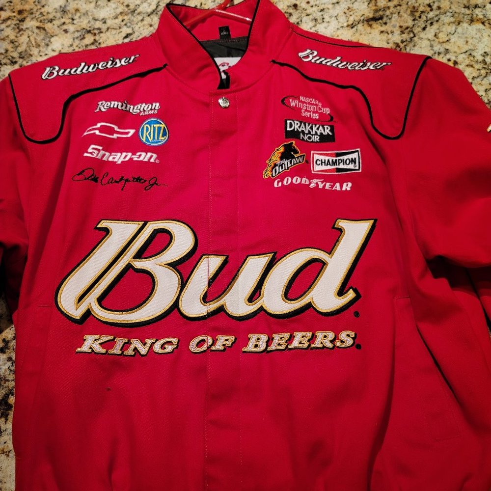 Chase Authentics Dale Earnhardt Jr Budweiser Leather Jacket L Nascar VTG 2000’s